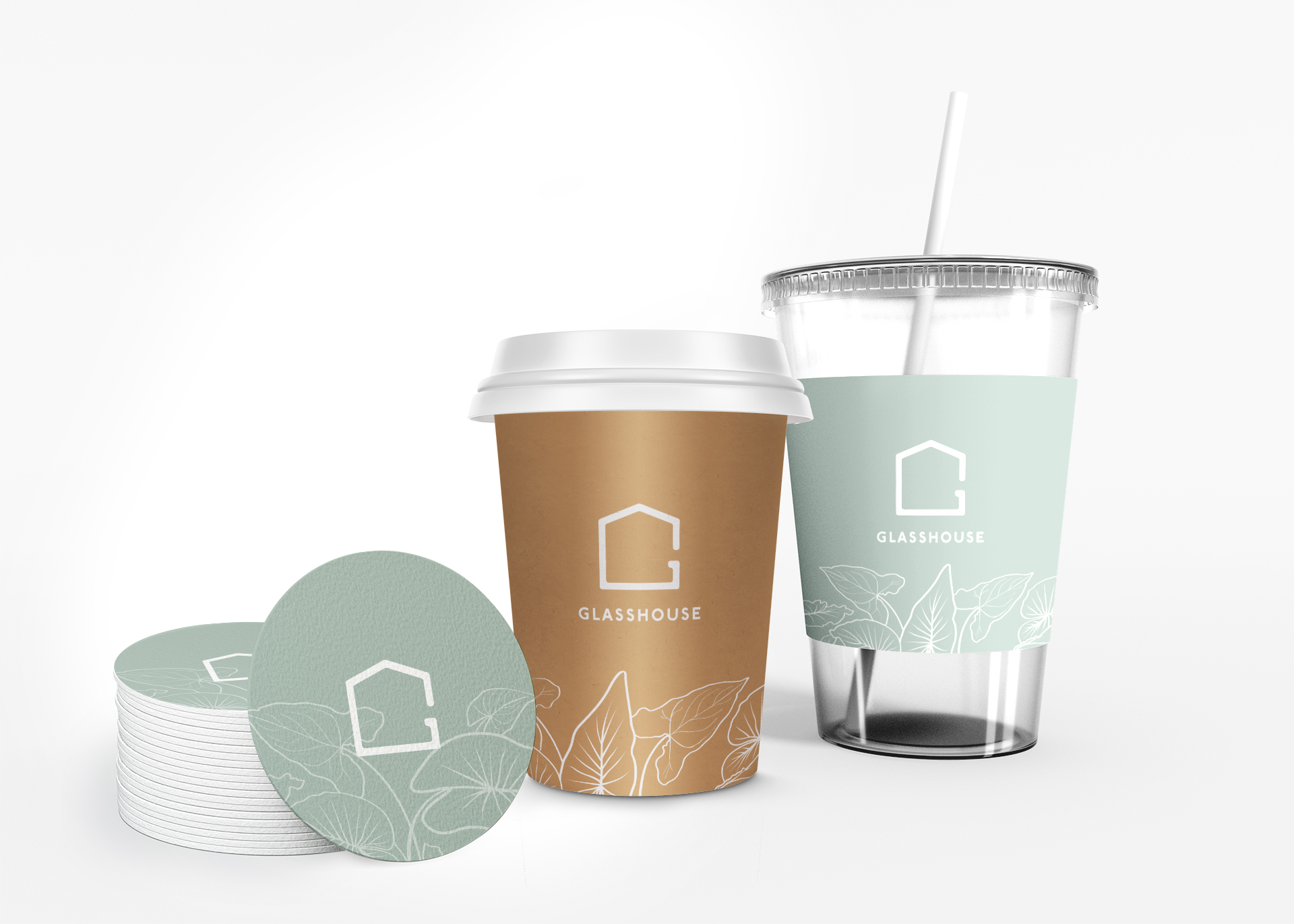 The Glasshouse Hot & Iced Cups & Coaster